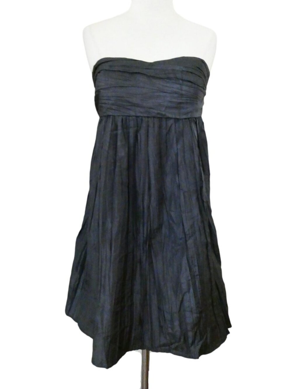 CALYPSO ST BARTH pleated silk strapless dress sz 10 dk gray mini